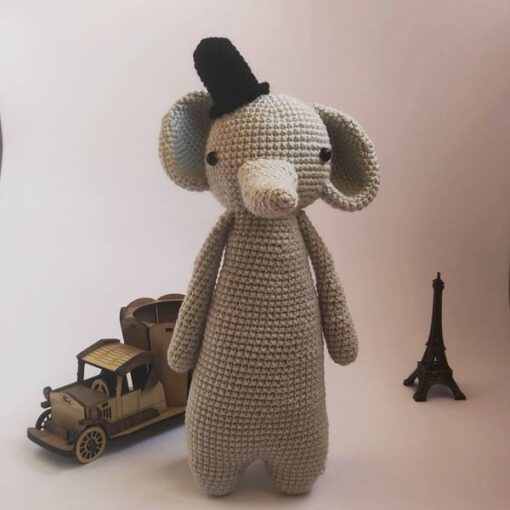 عروسک بافتنی فیل خاکستری مدل گایست کد 02